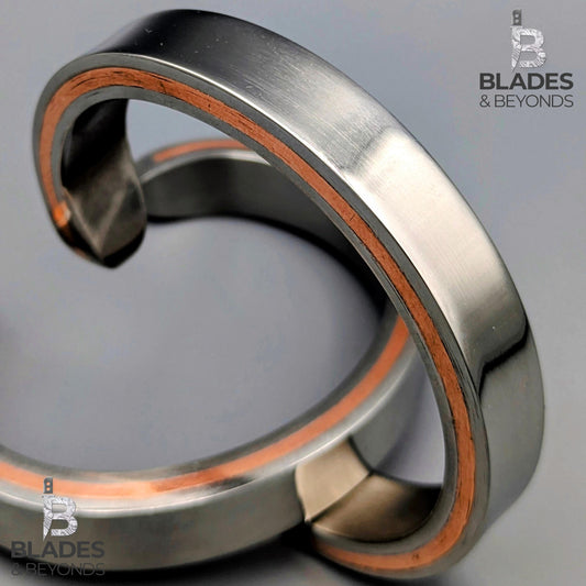 Stainless Steel Cuff with Copper Inlay – 12mm Bracelet | Handcrafted Steel & Copper Cuff | Personalized Engraved Minimalist Modern Jewelry