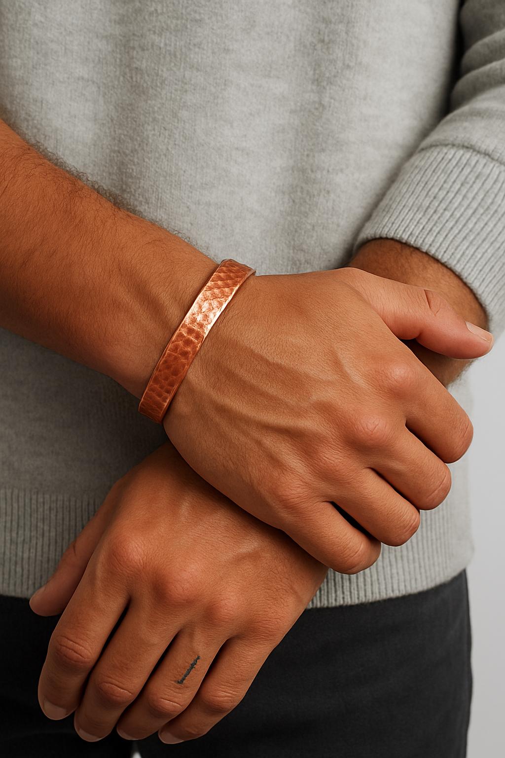 Handmade Hammered Copper Cuff Bracelet: Rugged Antique-Inspired Design