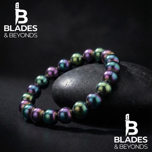 Handmade Stainless Steel Multicolor Bead Bracelet | 12mm Rainbow Beads | Non-Magnetic Rust-Proof | Custom Unisex Jewelry | Gothic Style Gift