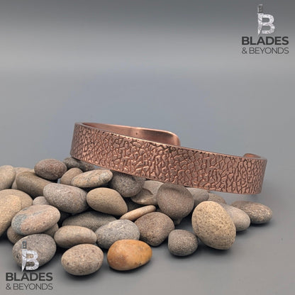 Handmade Cloud Embossed Copper Bracelet: Unisex Wellness Cuff 