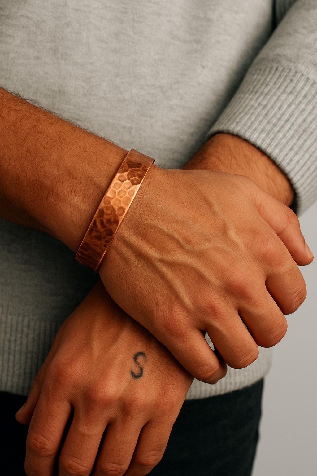 Handmade Hammered Copper Cuff Bracelet: Rugged Antique-Inspired Design 