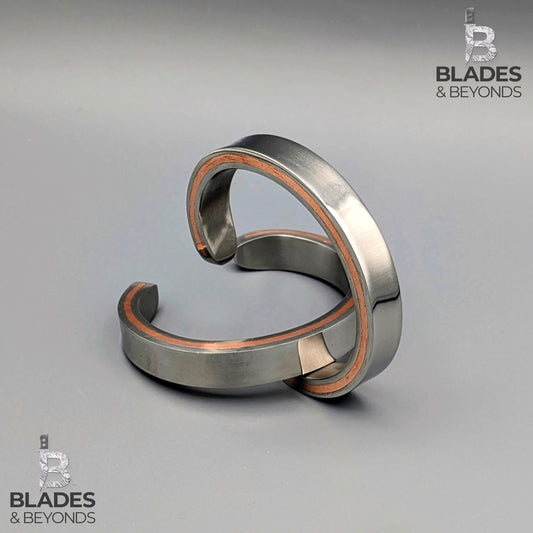 Stainless Steel Cuff with Copper Inlay – 12mm Bracelet | Handcrafted Steel & Copper Cuff | Personalized Engraved Minimalist Modern Jewelry 