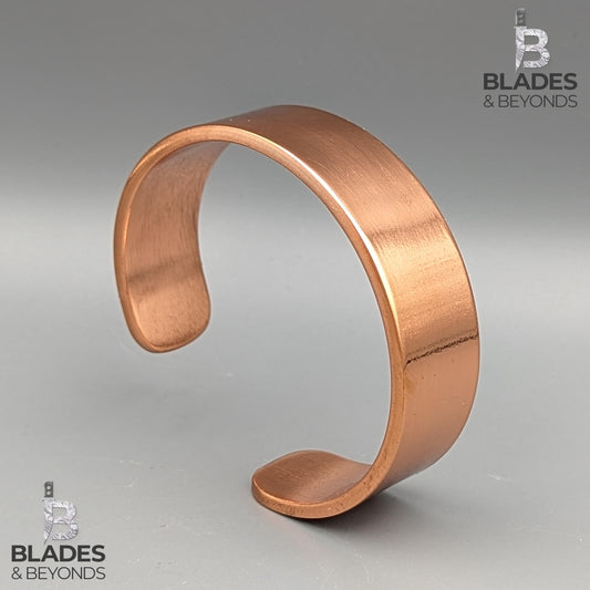 Thick Engraved Copper Cuff Bracelet - 20mm Width Handmade Bold Copper Wristband, Pure Medieval Bangle for Men , Personalized Gift for Him 