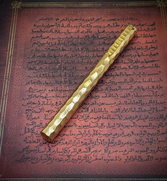 12K Gold Coated Damascus Steel Pen – Hand‑Forged Hammered Ballpoint | Luxury Gift for Writers & Executives