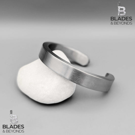 Silver Steel Bracelet for Men, 12mm Wide Thick Statement Cuff, Pure Silver Stainless Steel Jewelry, Industrial Strength Gift 