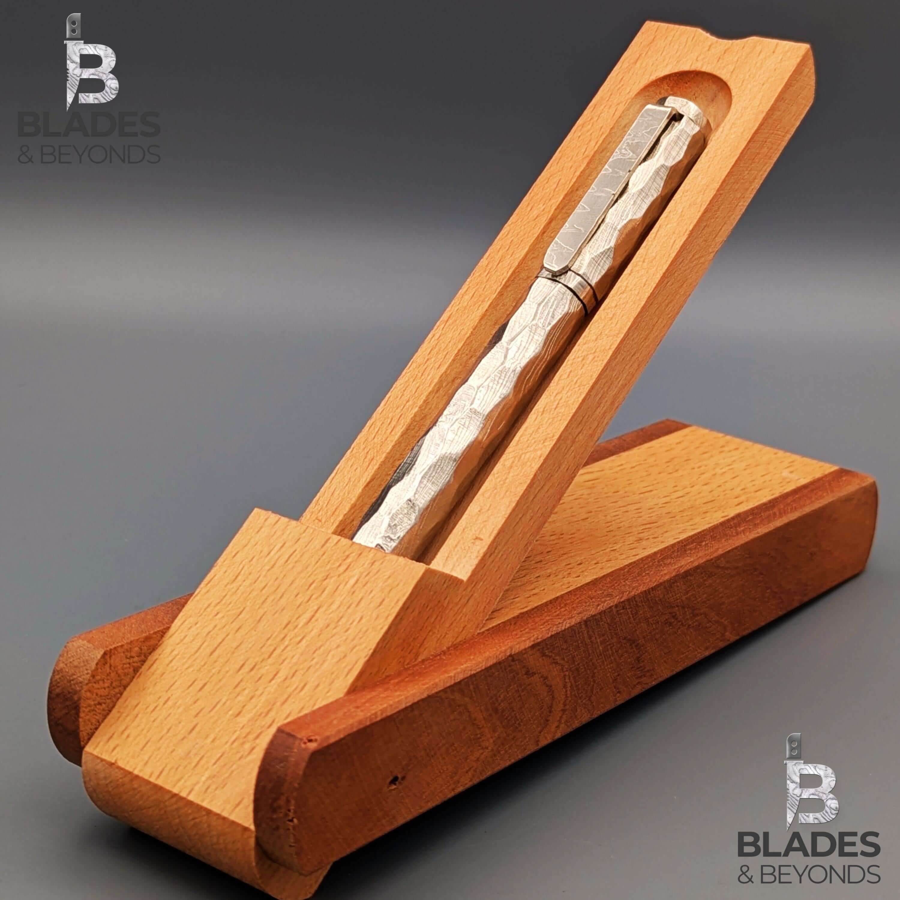 Handmade Hammered Damascus Steel Rhodium Finish Ballpoint Pen | Luxury Hand-Forged Writing Instrument | Vintage-Inspired Executive Pen 